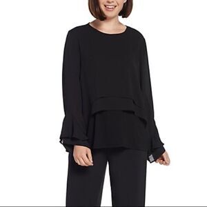 Lisa Rinna Collection Flounce Long Sleeve Blouse